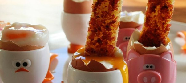 BACON SOLDIERS with SOFT BOILED EGGS